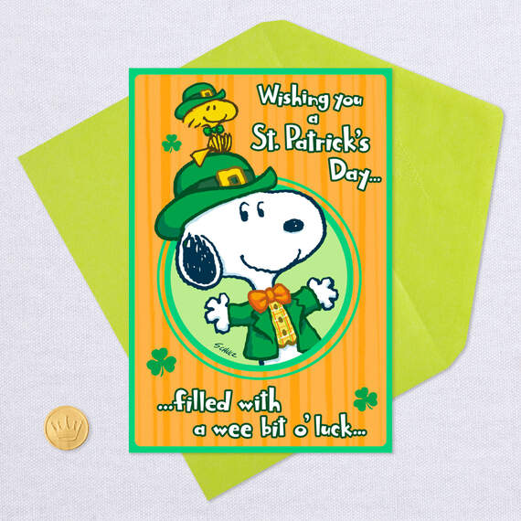 Peanuts® Snoopy and Woodstock Luck and Fun St. Patrick's Day Card, , large image number 5