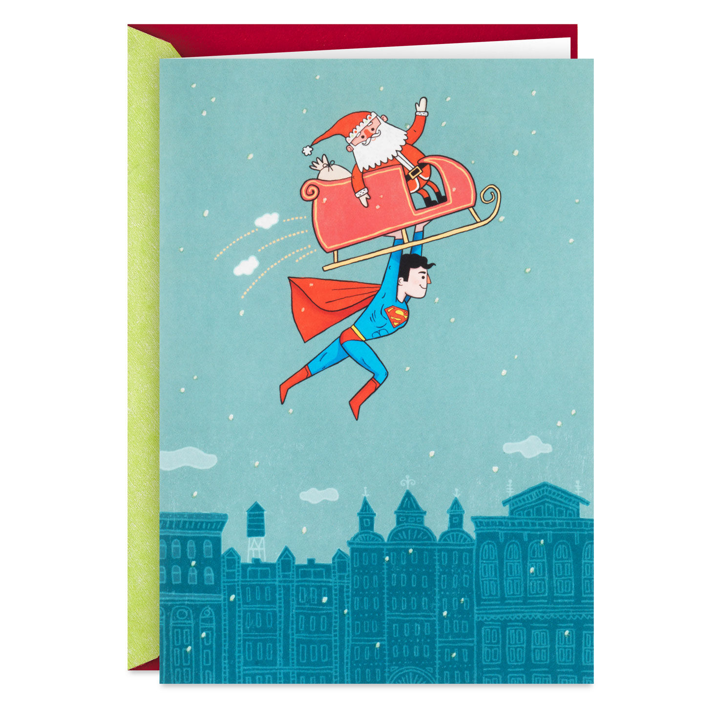 dc-superman-and-santa-musical-christmas-card-greeting-cards-hallmark