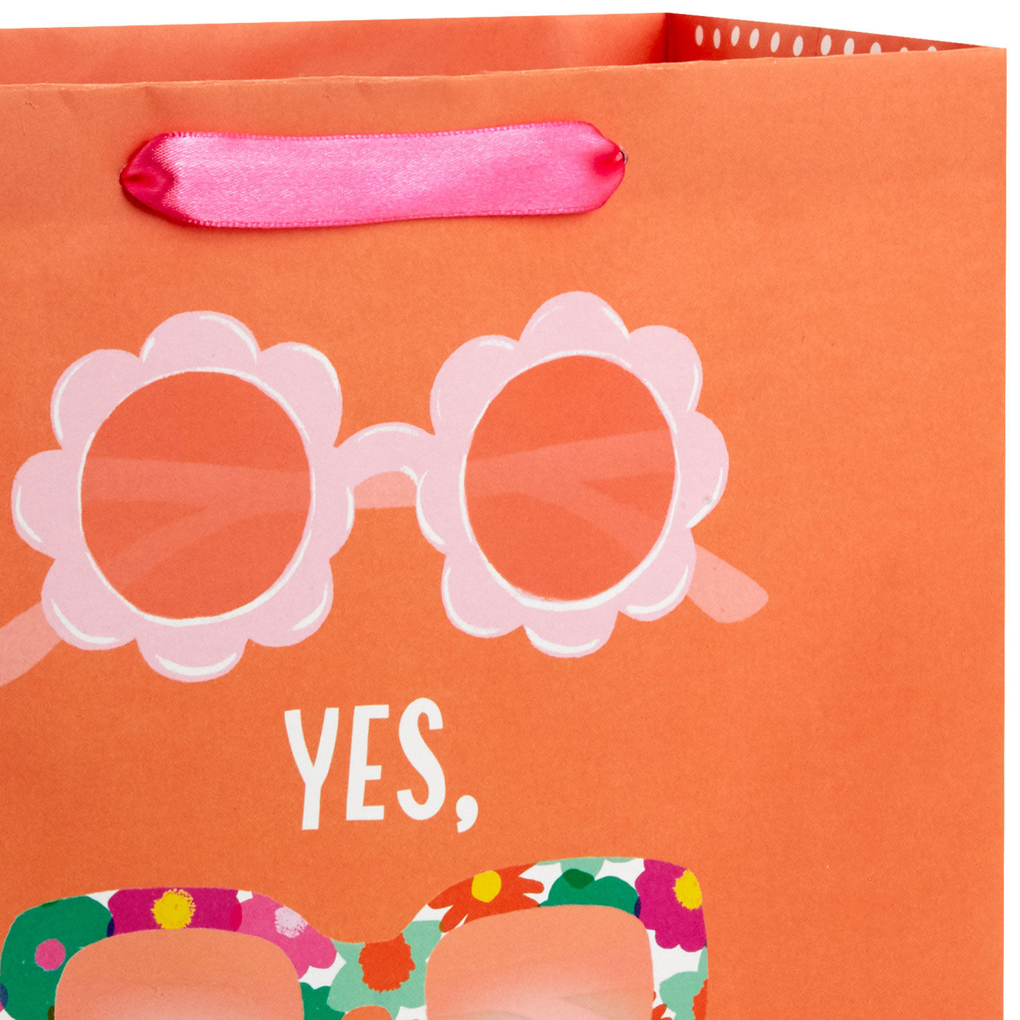Sunglasses on Orange Large Gift Bag for Her Handle Detail image number 4