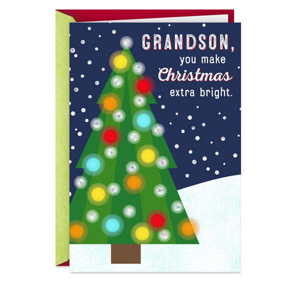 You Make the Holidays Extra Bright Christmas Card for Grandson, , large image number 1