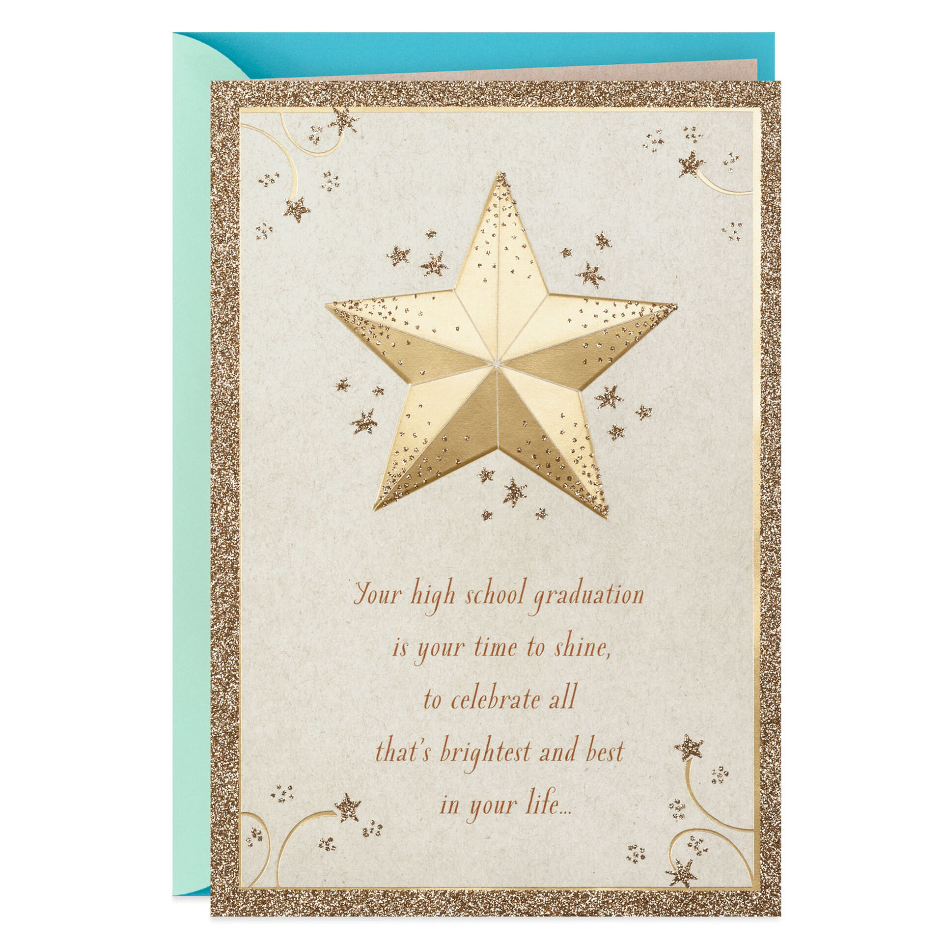 Celebrating You Gold Star High School Graduation Card - Greeting Cards