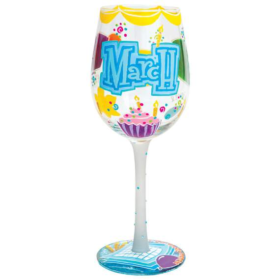 Lolita® March Birthday Cupcake Hand-Painted Wine Glass, 15 oz., , large image number 1