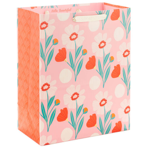 13" Pink Floral Large Gift Bag, 