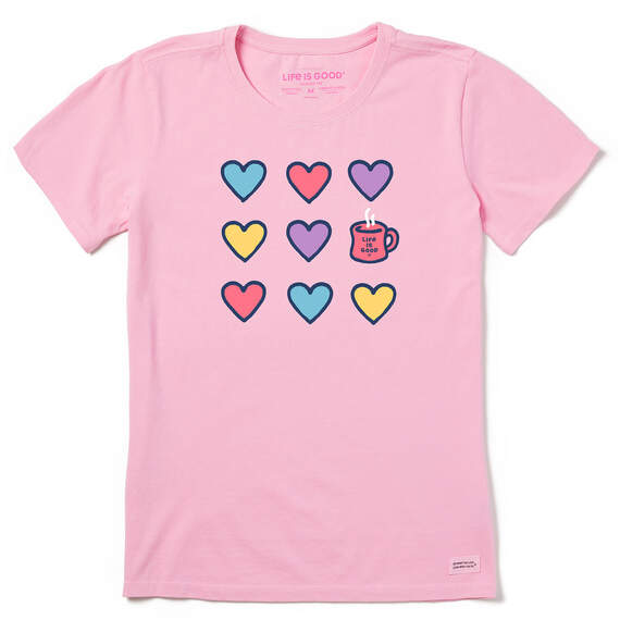 Life is Good Hearts and a Hug Women's Pink T-Shirt, , large image number 1