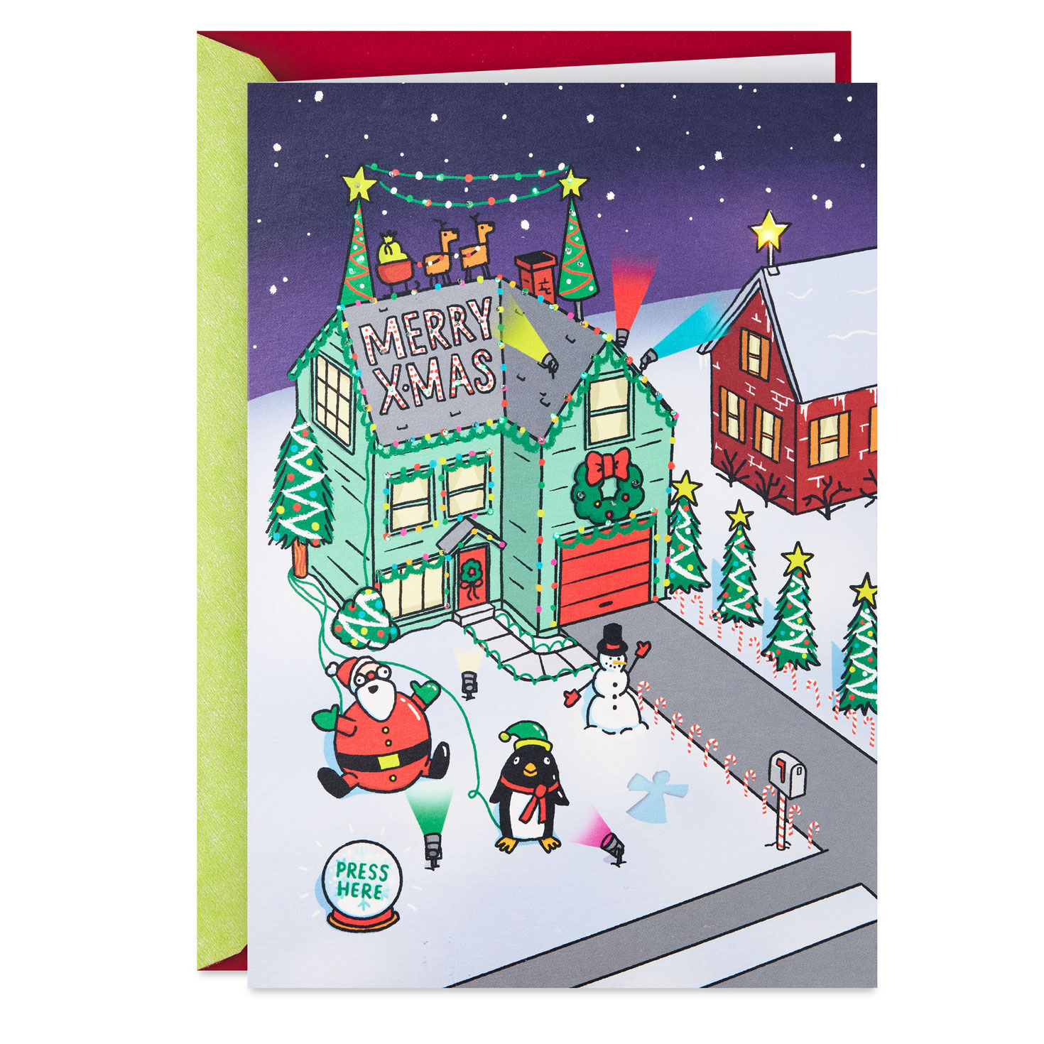 Merry X-Mas Light Show Funny Christmas Card With Lights and Sound