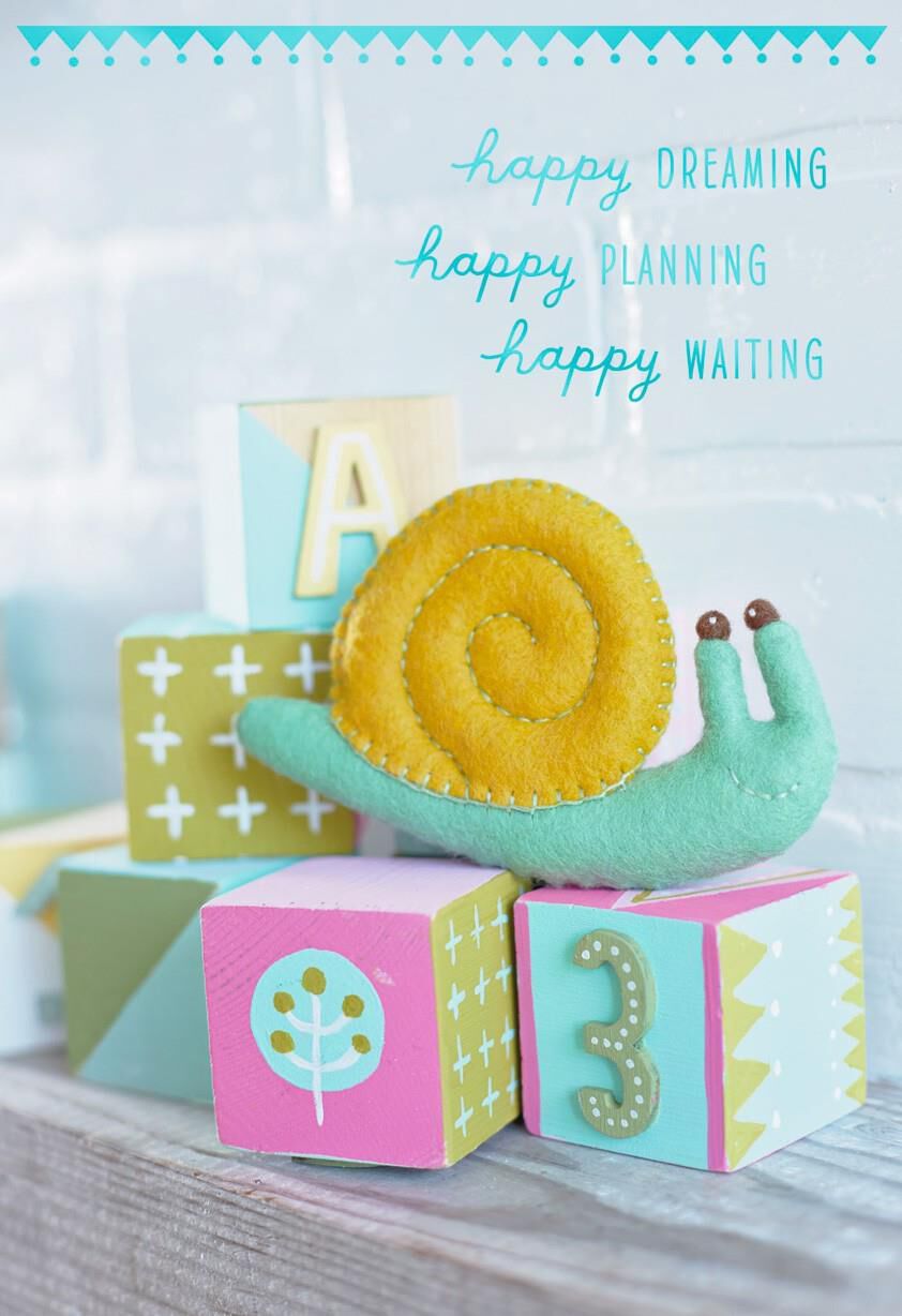 Snail on Baby Blocks, Mother's Day Card-to-Be