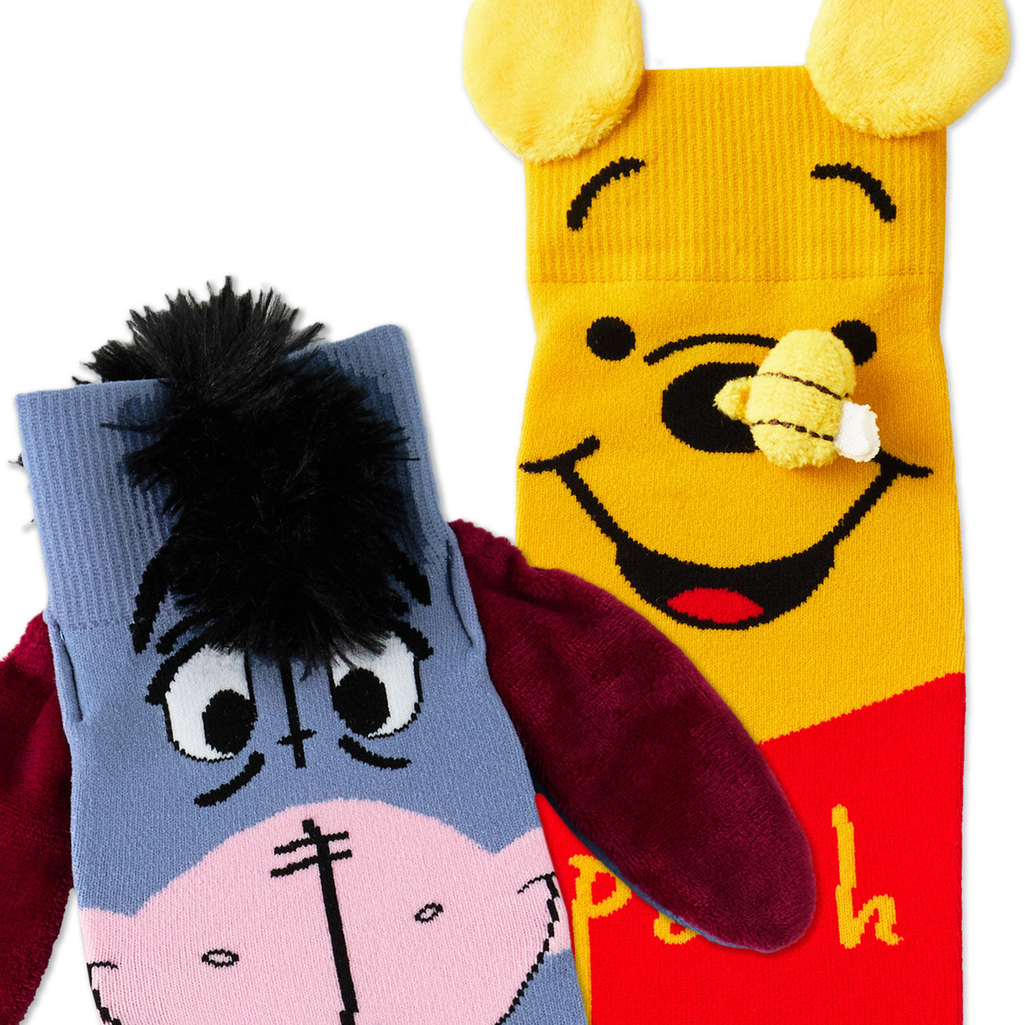 Disney Winnie the Pooh and Eeyore Novelty Crew Socks upclose view image number 3