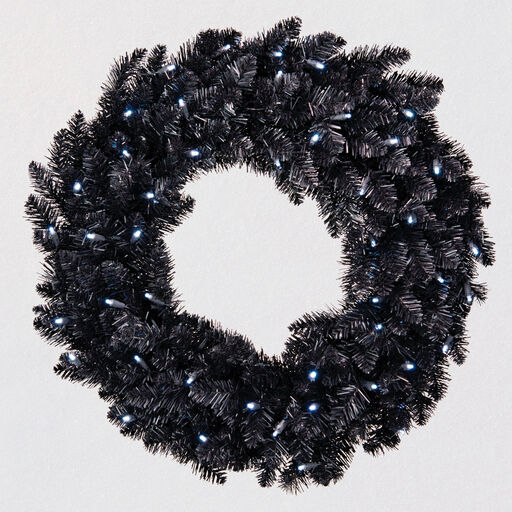 Star Galaxy Black Wreath With Lights, 30", 