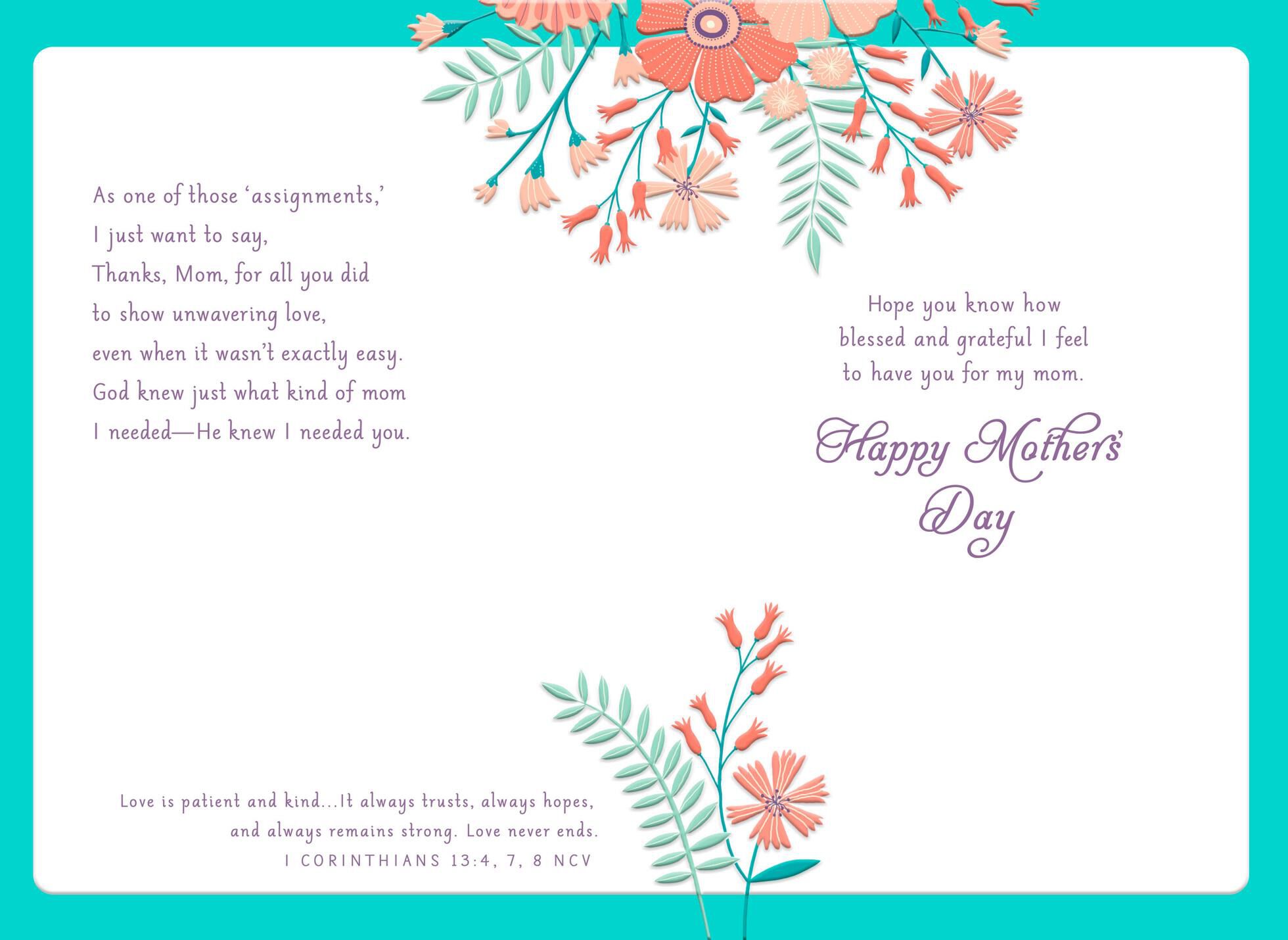 Hand-Picked by God Religious Mother's Day Card
