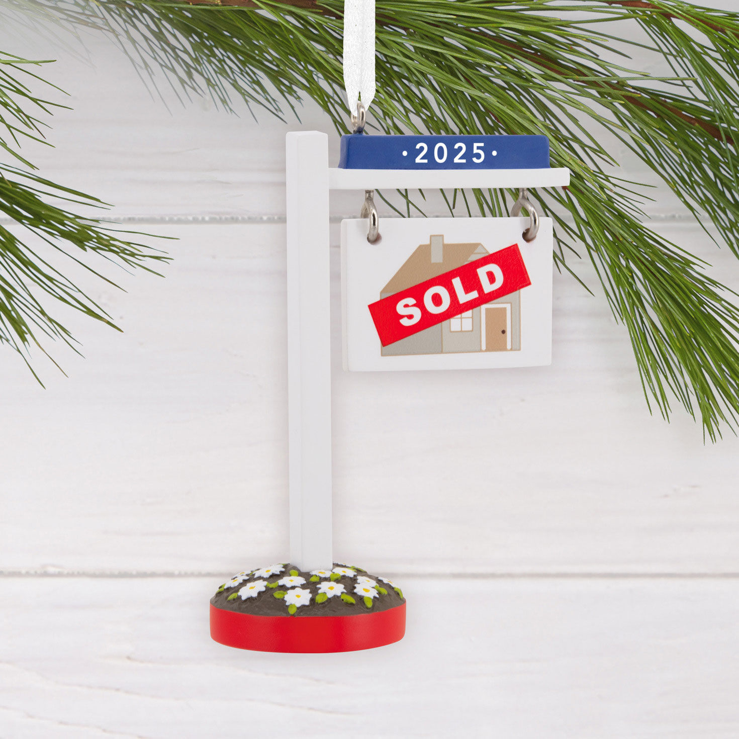 New Home Sold Sign 2025 Christmas Ornament hanging on tree image number 2
