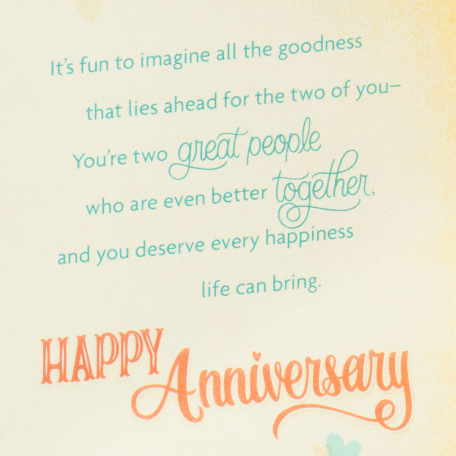 Orange and Yellow Letters with Calendar on Mint Green Anniversary Card  image number 2