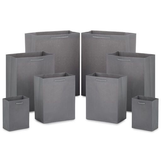 Gray Assorted Sizes 8-Pack Gift Bags, 