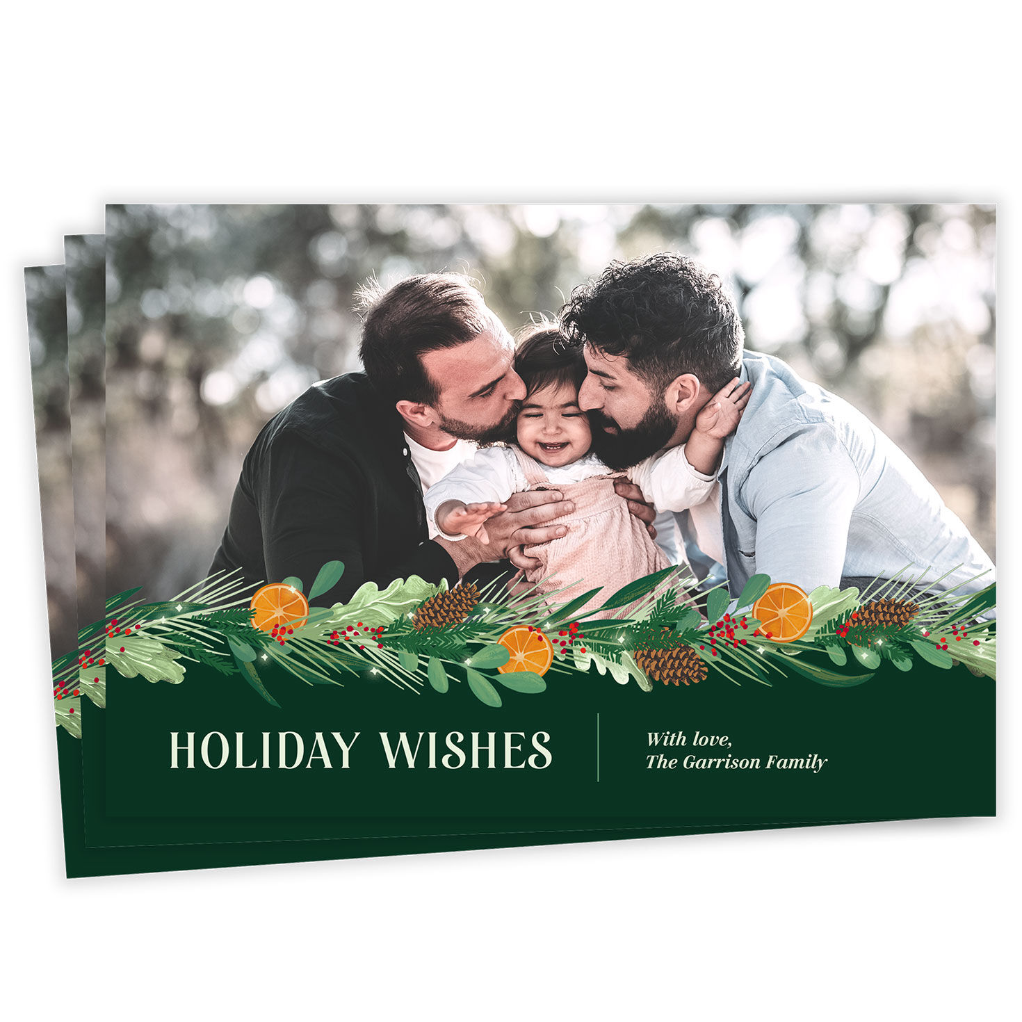 Pine and Citrus Flat Holiday Photo Card