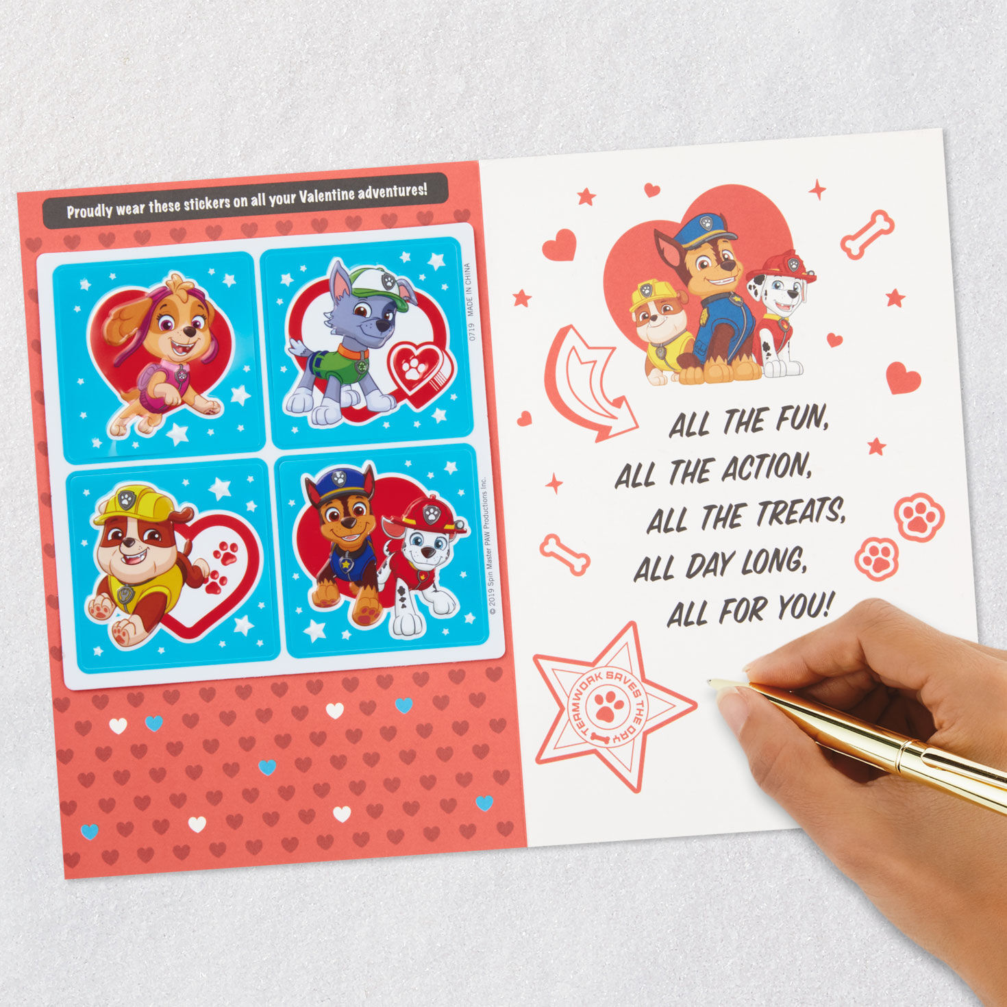 Paw Patrol Kids Valentine's Day Card With Stickers signing card image number 7