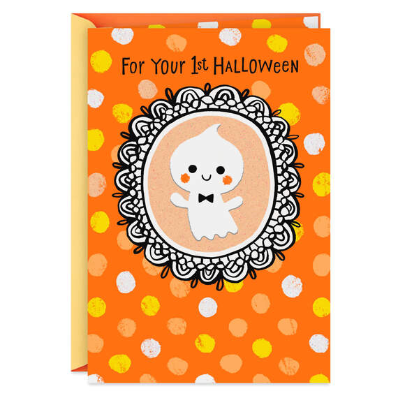 Ghost Portrait Baby's First Halloween Card, , large image number 1