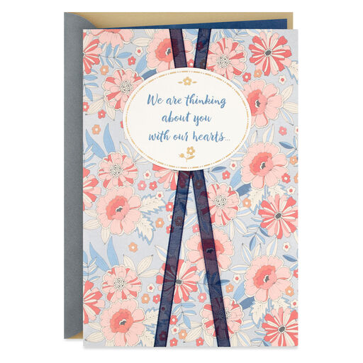 In Our Hearts Floral Religious Sympathy Card, 