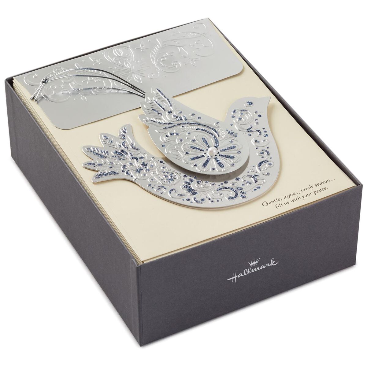 Laser-Cut Silver Dove Christmas Cards, Box of 12 - Boxed Cards - Hallmark