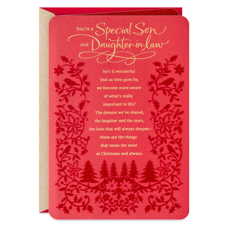 Warm Feelings Christmas Card for Son and Daughter-in-Law