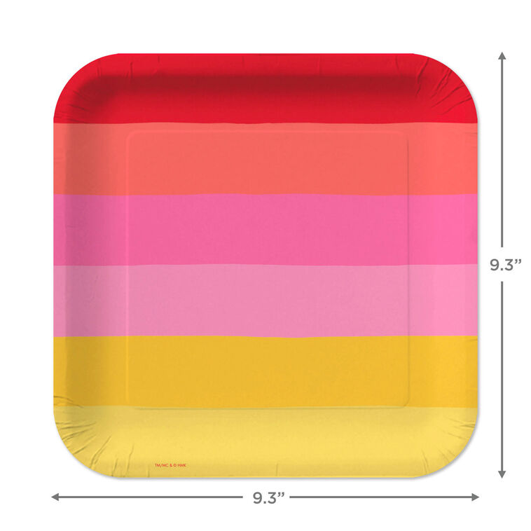 Warm Ombré Stripe Square Dinner Plates, Set of 8, , large image number 3