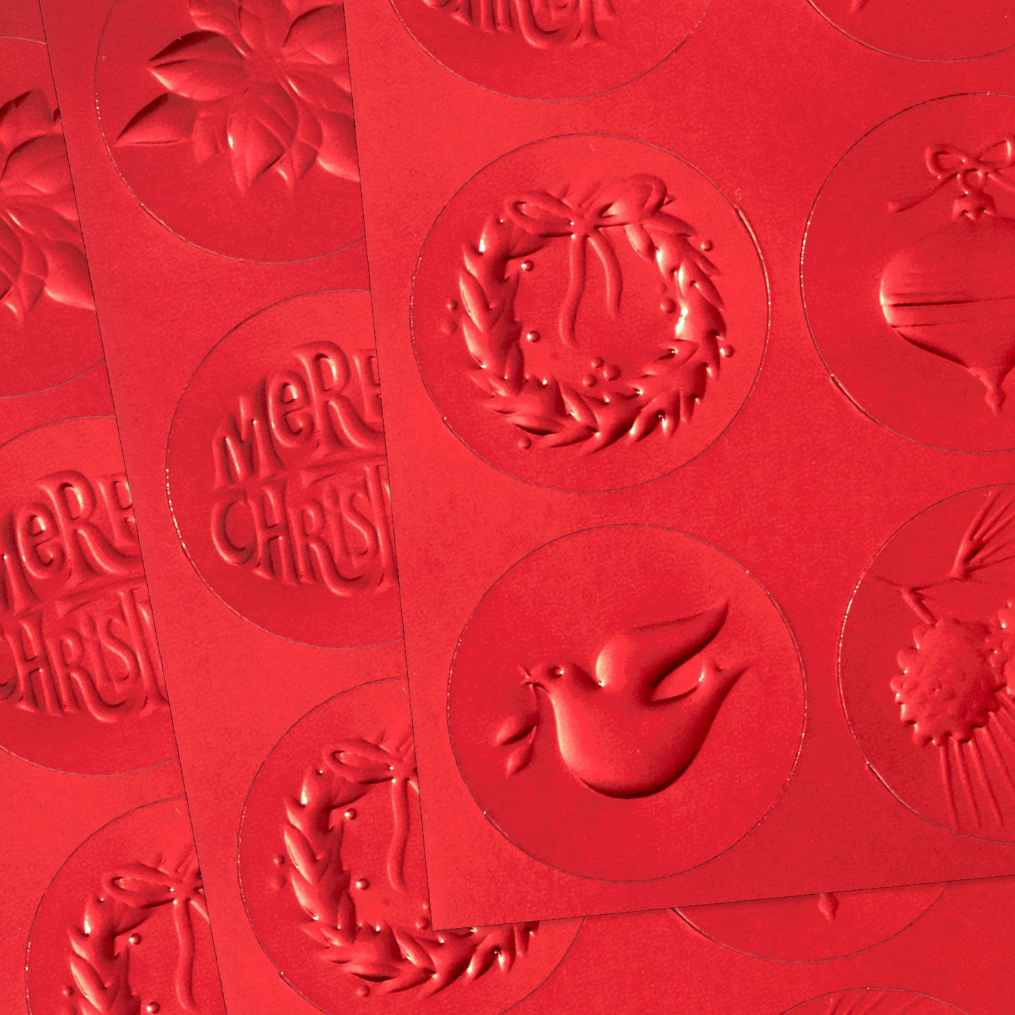 Red Foil Embossed Christmas Seals, 3 sheets, , large image number 3