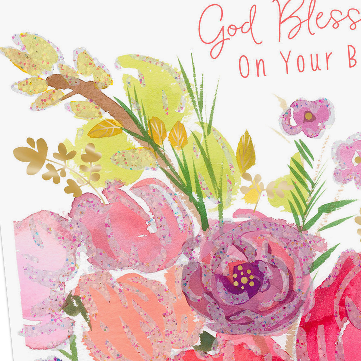 Watercolor Flowers in Pitcher Religious Birthday Card Card Front Detail image number 5