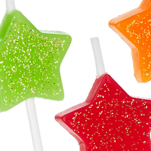 Assorted Color With Glitter Star-Shaped Birthday Candles, Set of 6, Assorted Stars