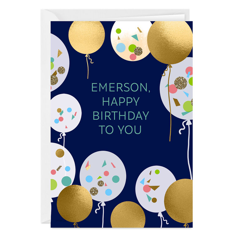 Personalized Confetti Balloons Celebration Card