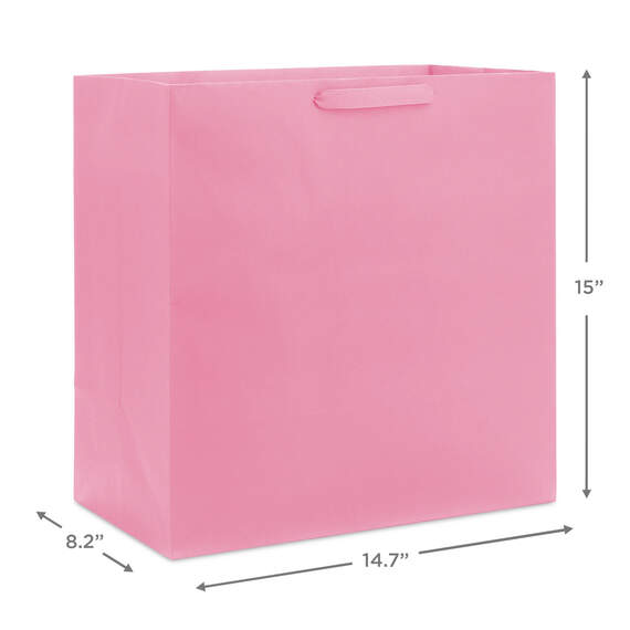 15" Pink Extra-Deep Gift Bag, Light Pink, large image number 3