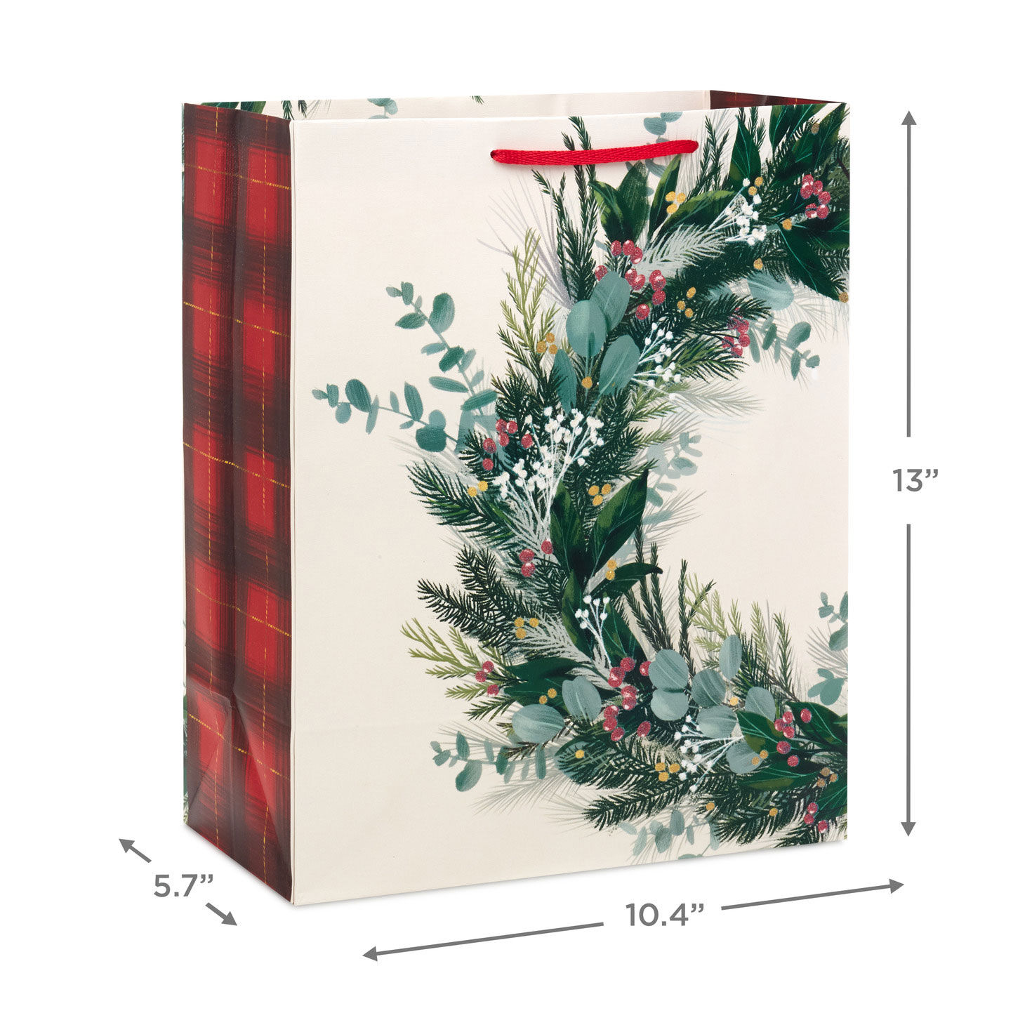 Winter Welcome Wreath Large Holiday Gift Bag measurement image number 3