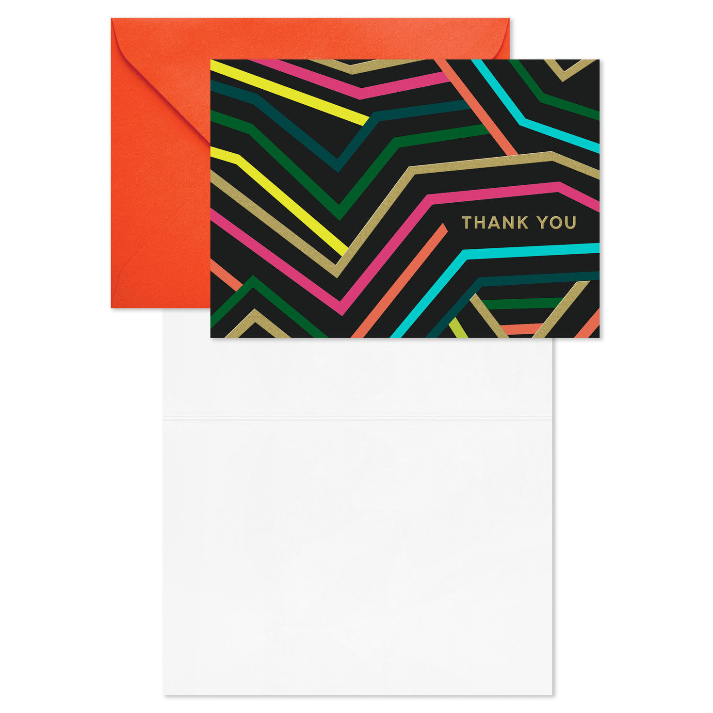Neon Stripes on Black Blank Thank You Note Cards  image number 3