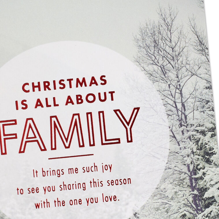 Couple in Snowy Woods Christmas Card for Brother and Partner Card Front Detail image number 5