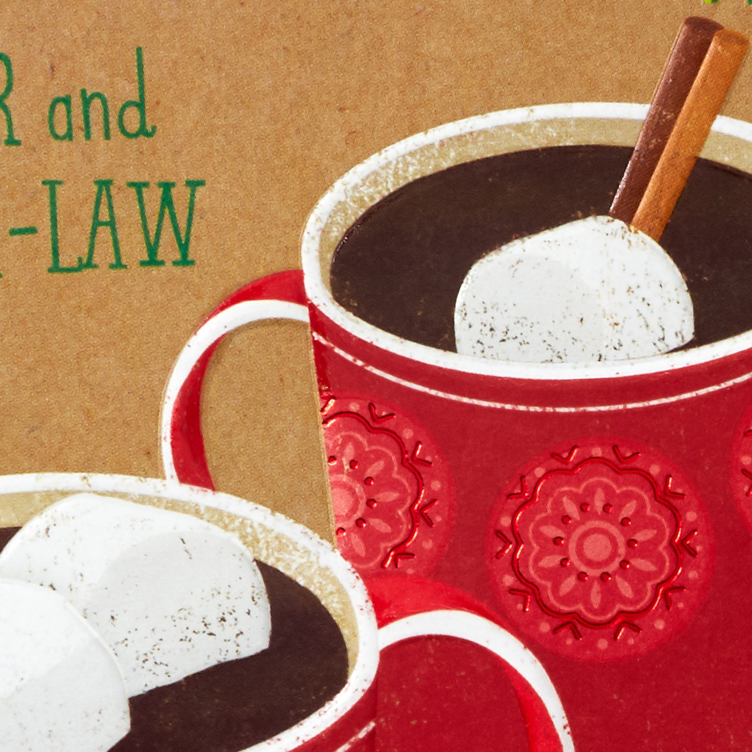 Hot Cocoa Mugs Brother and Sister-in-Law Holiday Card Card Front Detail image number 4