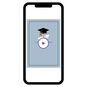Grad Hat Diploma on Blue Personalized Grad Card phone with card front image number 1