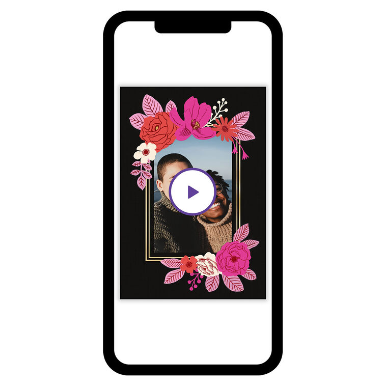 Pink Floral and Gold Frame eCard