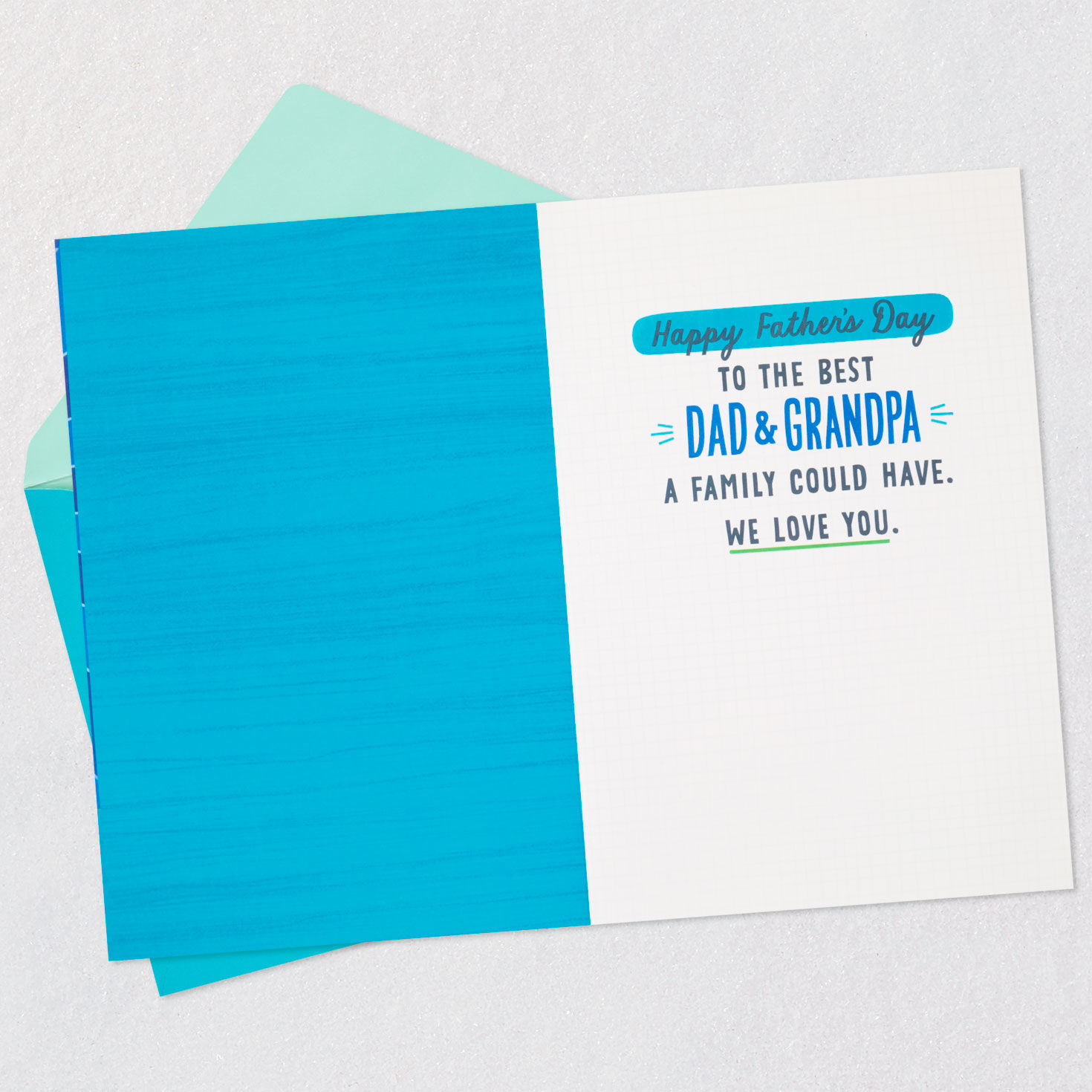 Silver and Blue Trophy Grandpa Father's Day Card Open card with envelope image number 3