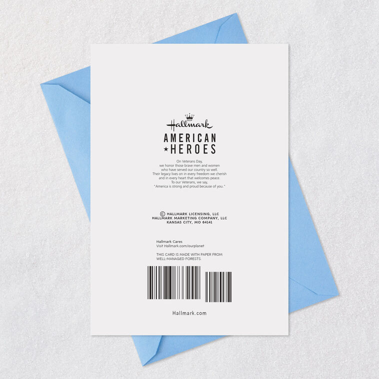 Banner and Stars U.S. Marine Corp Veterans Day Card Card Back with Envelope image number 7