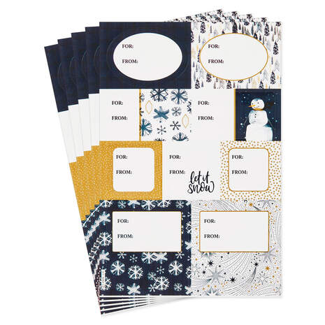Navy and Gold Assorted Holiday Gift Tag Stickers, Pack of 45, , large