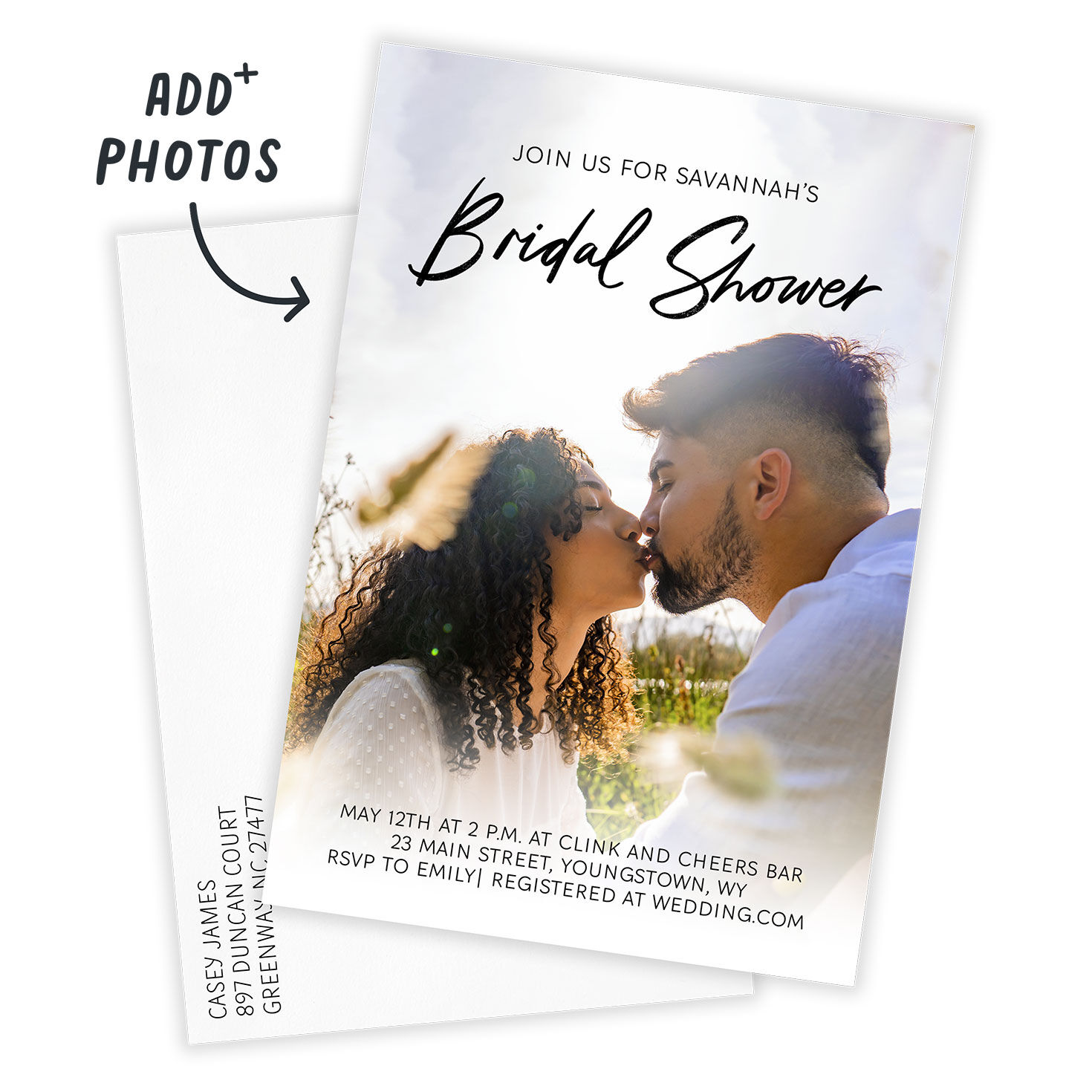 Black Script on Full Photo Bridal Shower Invitation, , large image number 2