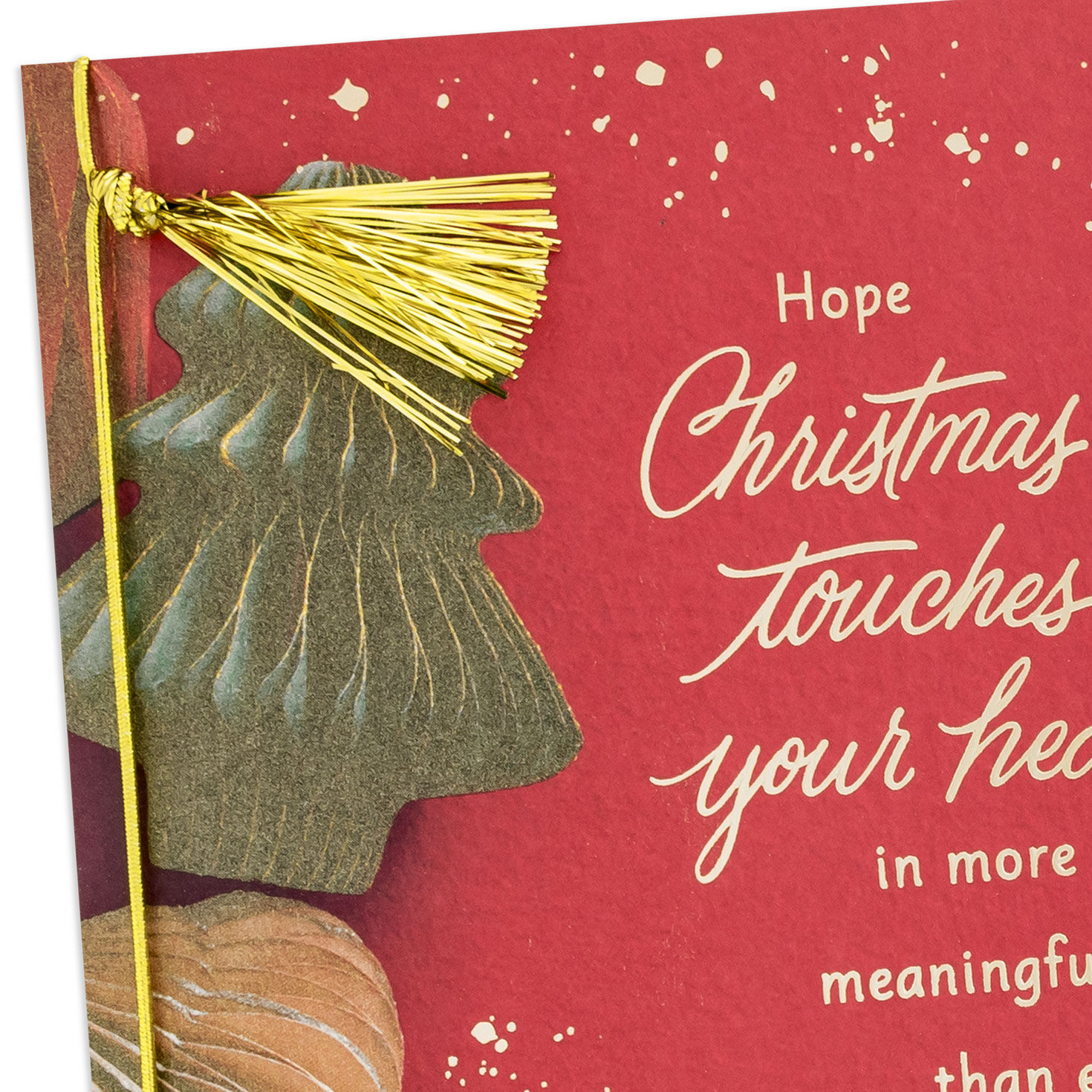 Ornaments with Gold Tassel Meaningful Christmas Card Card Front Detail image number 5