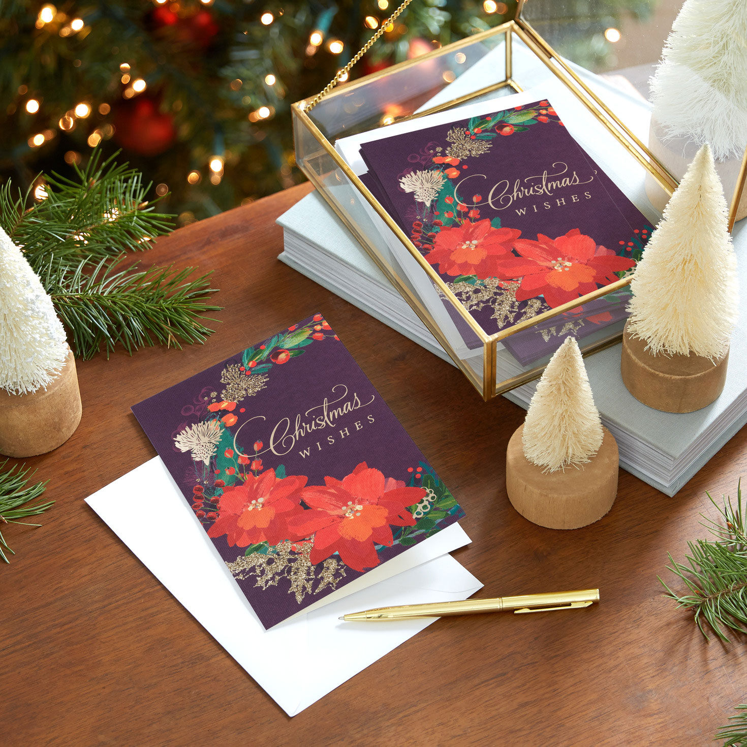 Poinsettia Wreath Boxed Christmas Cards, Pack of 12 for only USD 17.49 | Hallmark