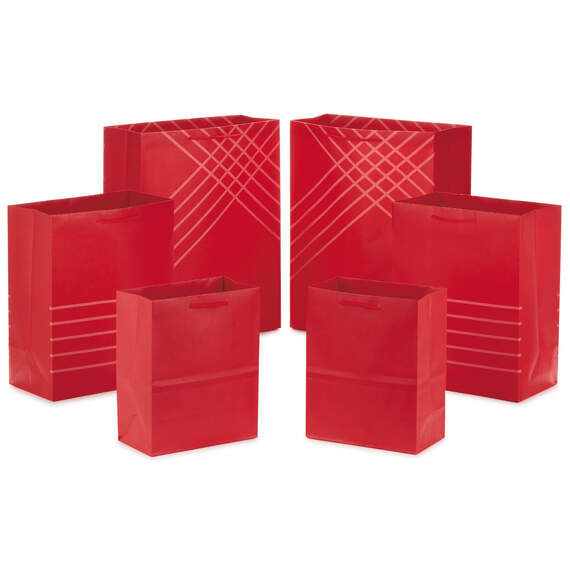 Red Assorted Sizes 6-Pack Gift Bags