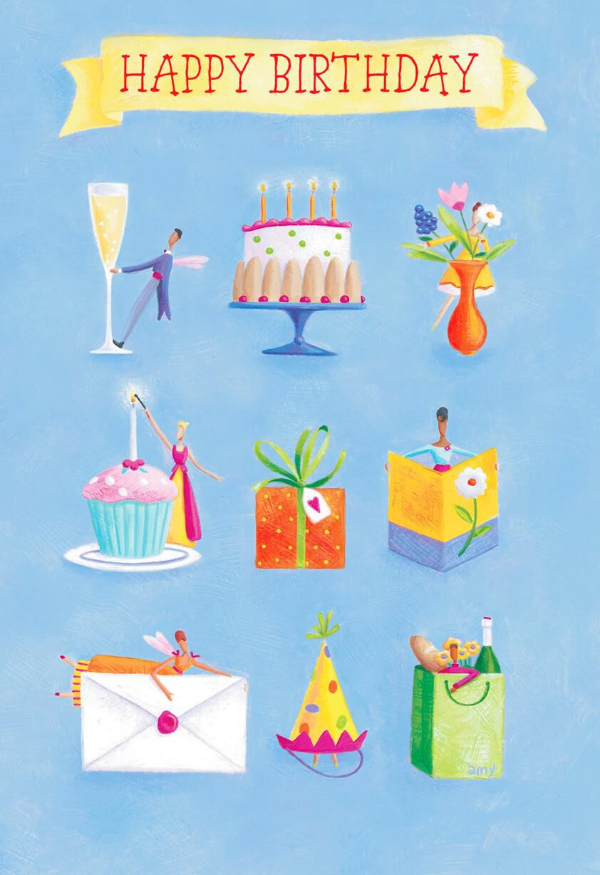Whimsical Icons Sprinkled With Magic Birthday Card