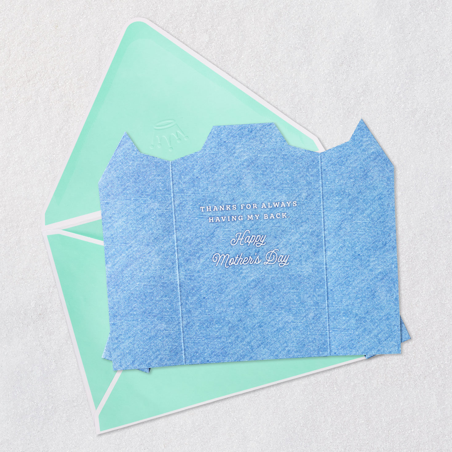 Jean Jacket With Heart Paper Craft Mother's Day Card Open card with envelope image number 3