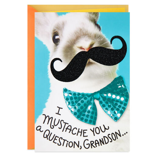 Bunny Rabbit With Mustache Easter Card for Grandson, 
