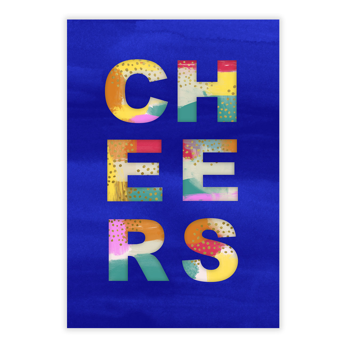 Cheers Abstract Colors Personalized Celebration Card front image number 2