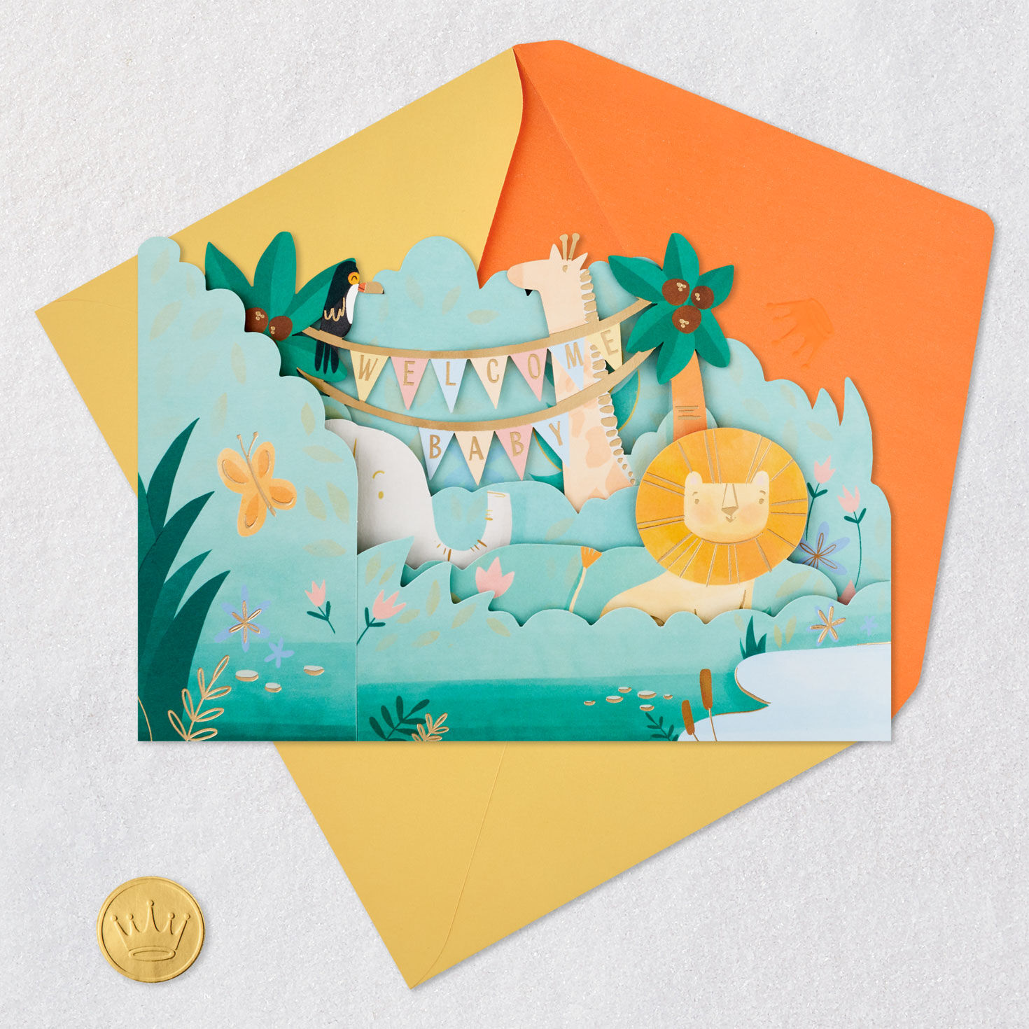 Welcome Baby Jungle Animals 3D Pop-Up New Baby Card for only USD 6.99 | Hallmark