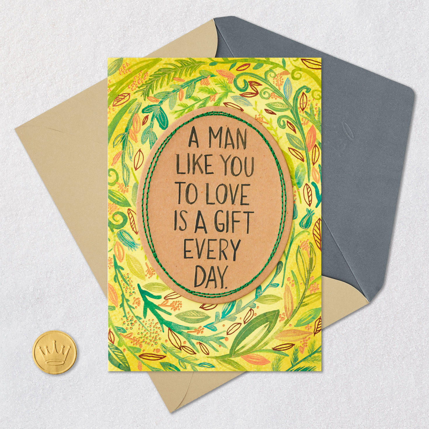Colorful Vines Romantic Love Birthday Card for Him Open card with envelope image number 6
