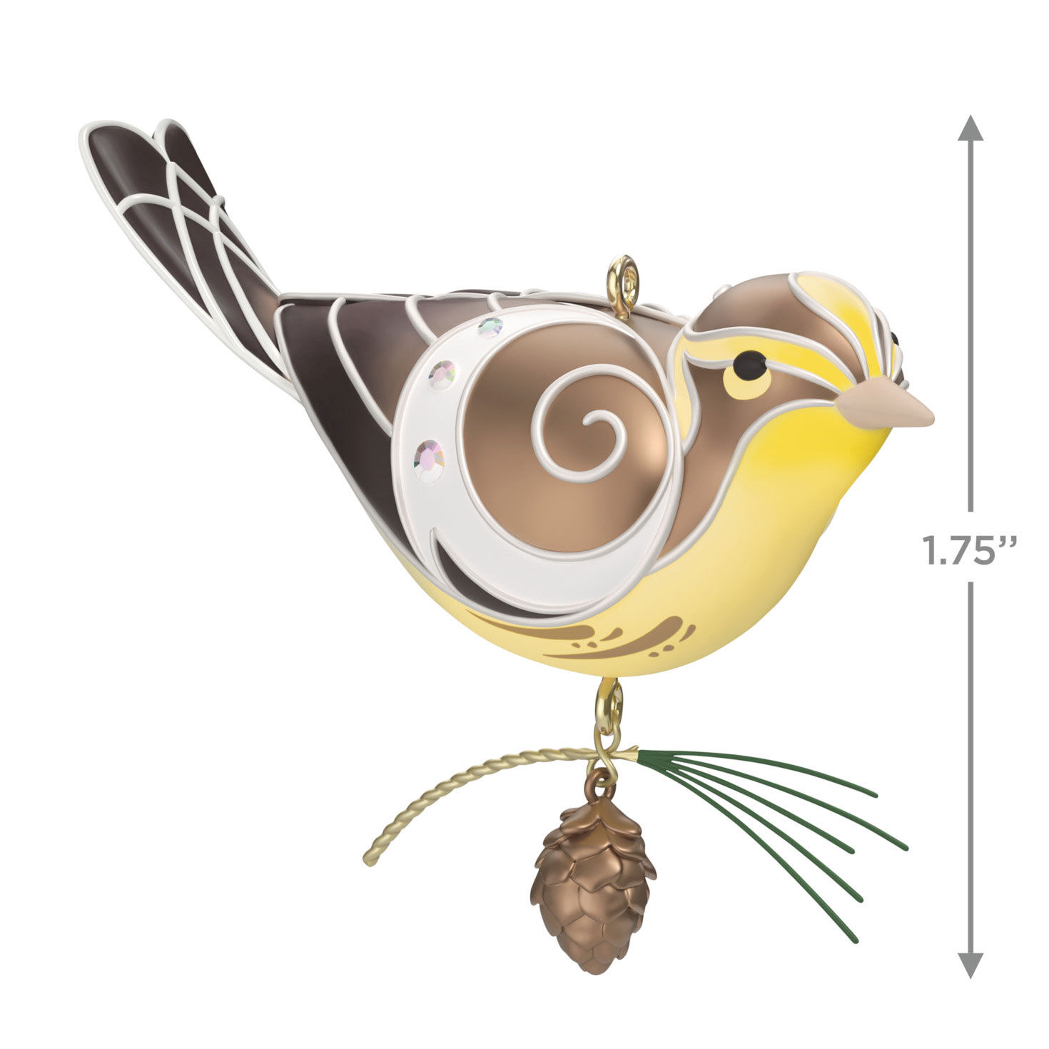Brown and Yellow Bird Keepsake Ornament measurement image number 3