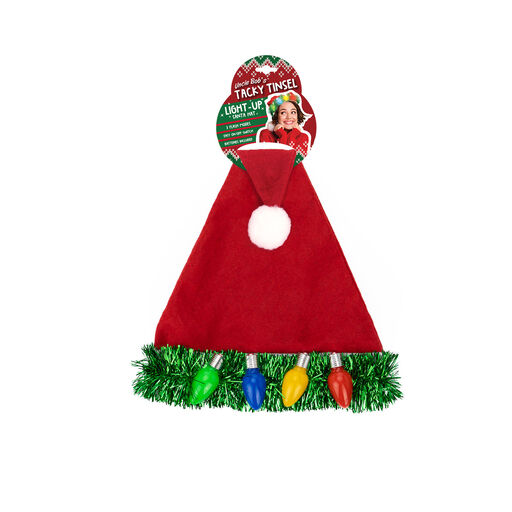 Uncle Bob's Tacky Tinsel Light-Up Santa Hat, 