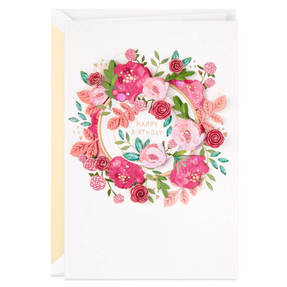 Layered Paper Floral Wreath Birthday Card for Her, , large image number 1